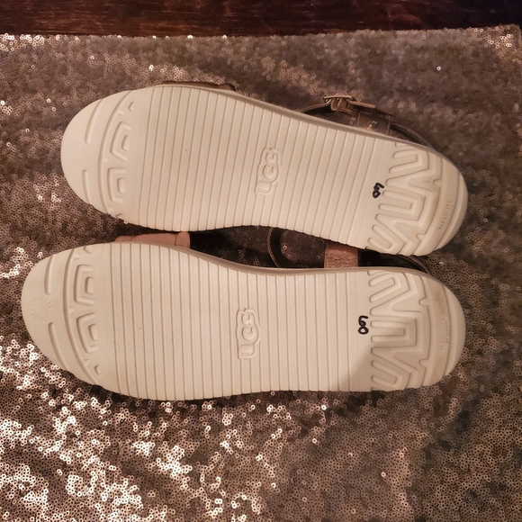 UGG Zayne Metallic Leather Platform Sandals - Rose Gold - Women's Size 10 - Picture 6 of 8